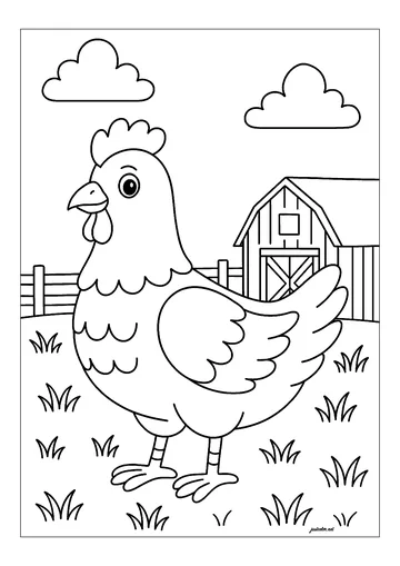 The pretty farm hen coloring page