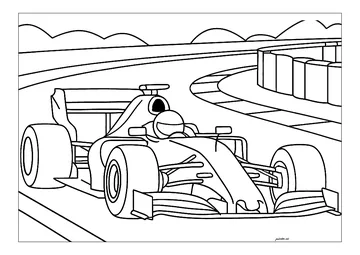 Simple drawing of a Formula 1 coloring page