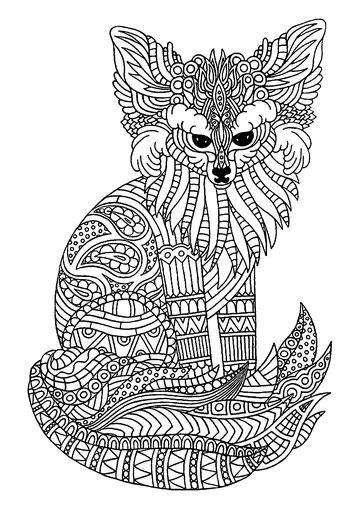 Cute fennec (sand fox) to color, with complex patterns coloring page