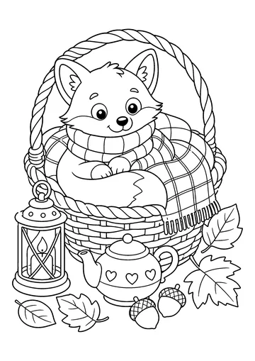 Soft Renard in a Basket coloring page