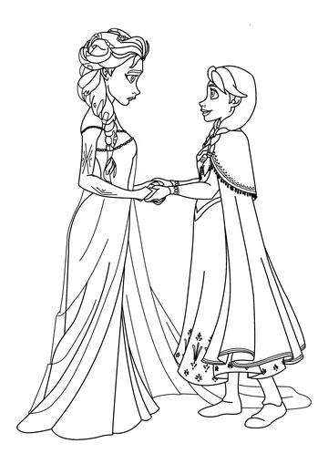 Anna and Elsa, the princesses of Disney's coloring page