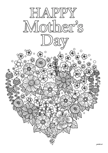 Flowers in a heart coloring page