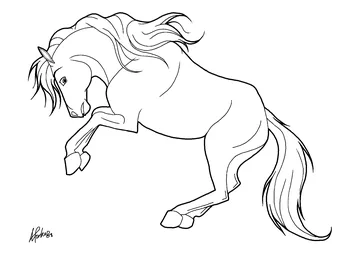 A horse rears up coloring page
