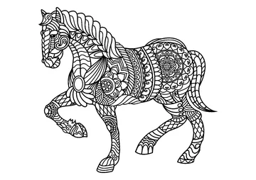 Horse, with harmonious and complex patterns coloring page