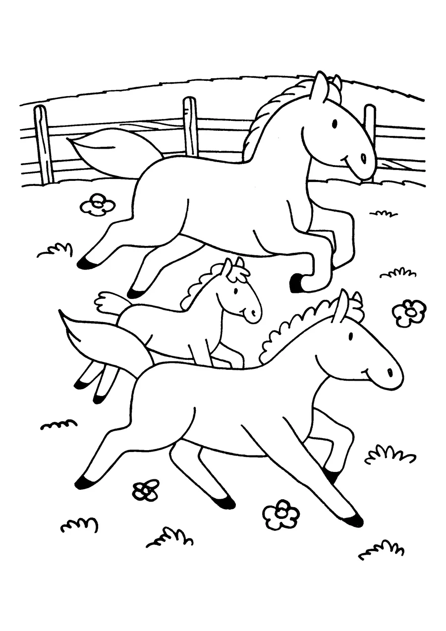 Drawing Horses to color, easy for children coloring page