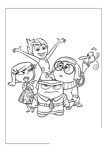 All the emotions of the Disney / Pixar movie coloring page
