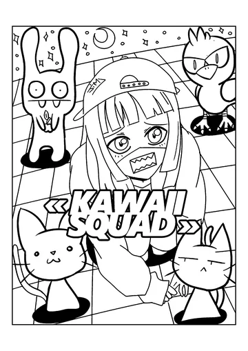 Incredible Kawaii coloring page