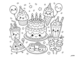 Joyful Feast of Delicacies coloring page