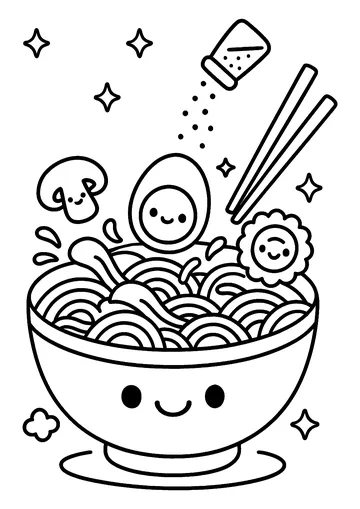 Noodle bowl / Ramen coloring page