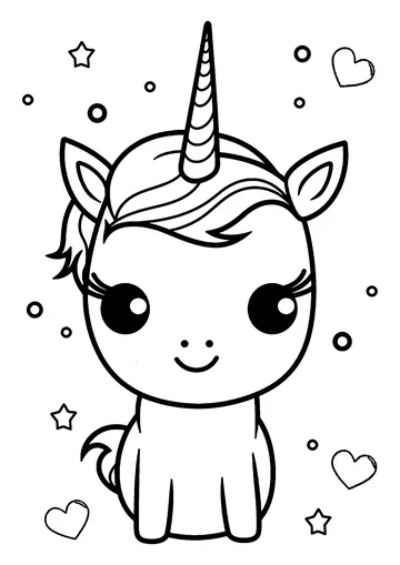 Kawaiii Unicorn coloring page