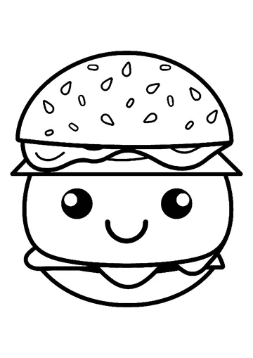 Kawaii burger coloring page