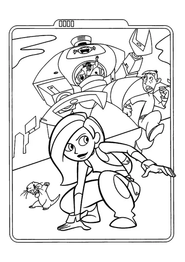 Kim Possible takes on an evil coloring page