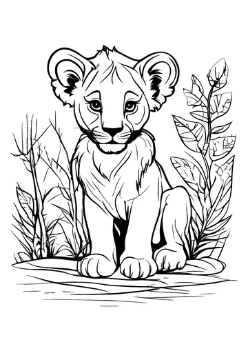 cub with intense gaze coloring page