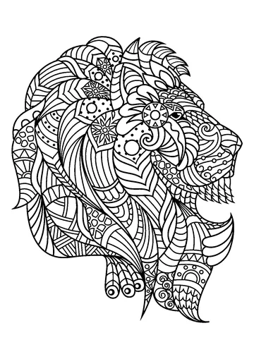 Lion's head in profile coloring page