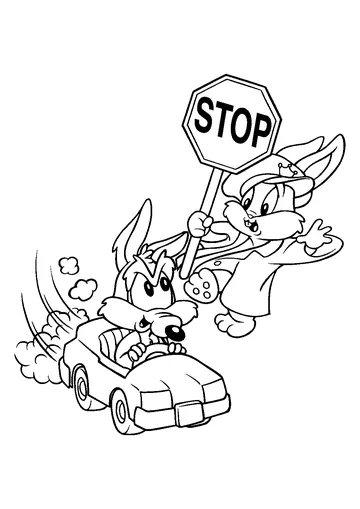 Bugs Bunny and the Coyote coloring page