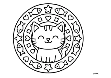 Happy Kitten and Friends coloring page