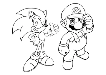Color the two friends : Mario & Sonic coloring page