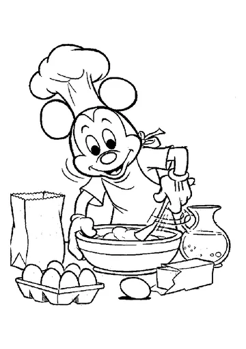Mickey cooking coloring page