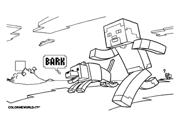 A character and his dog are running at full speed! coloring page