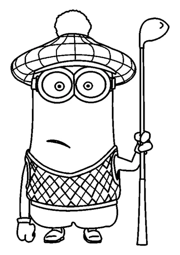Minion ready for golf! coloring page