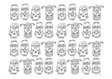 Many Minions to color coloring page