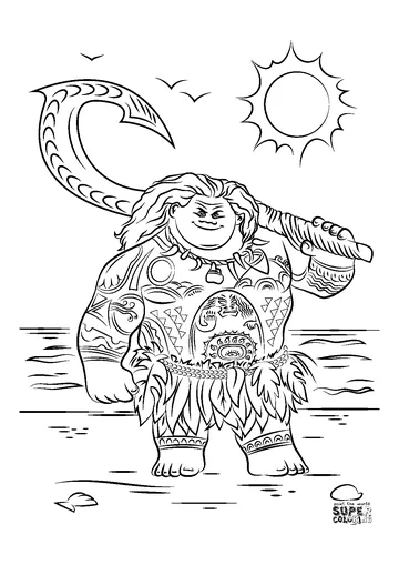 Maui: an original Disney hero from the Pacific coloring page