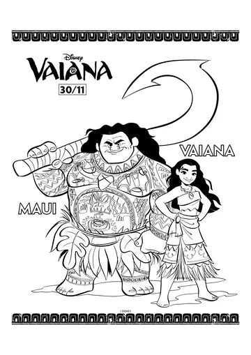 A beautiful coloring of Maui and Vaiana coloring page