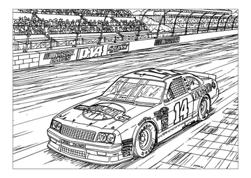 Nascar car at full speed coloring page