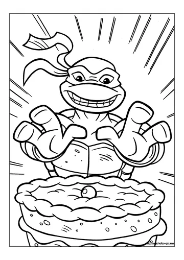 A cake for a turtle coloring page