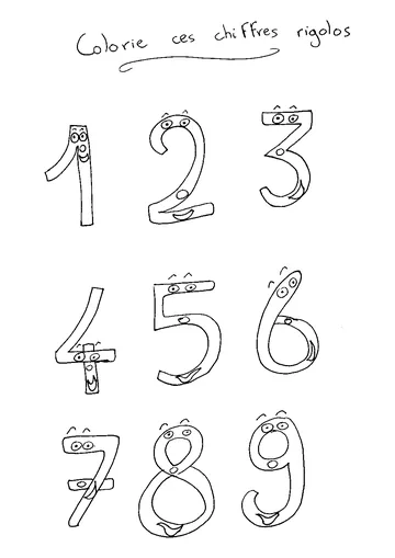 Fun numbers to color coloring page