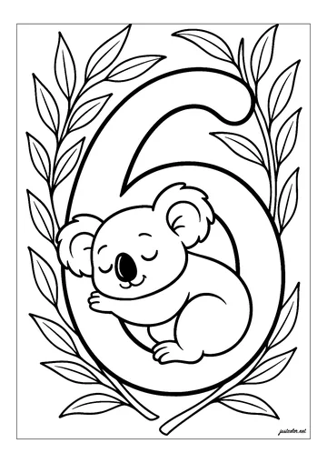 6: The koala and its quiet repose coloring page
