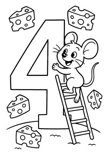 4: Happy mice and floating cheese coloring page