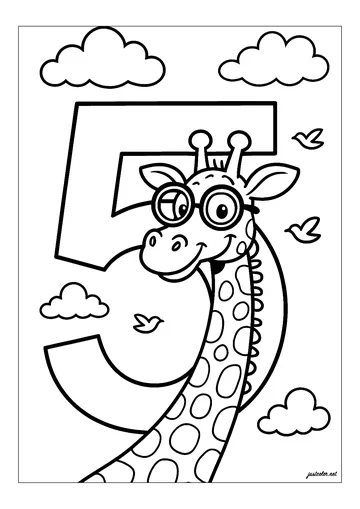 5: A cheerful giraffe smile coloring page