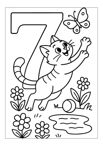 7: Happy games with a happy cat coloring page