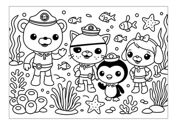 Underwater adventure with the crew coloring page