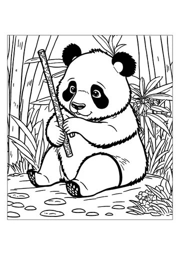 Cute Panda eating bamboo coloring page