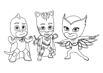 Catboy, Owlette and Gekko coloring page
