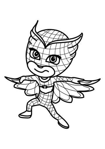 Owlette and her Owl costume coloring page