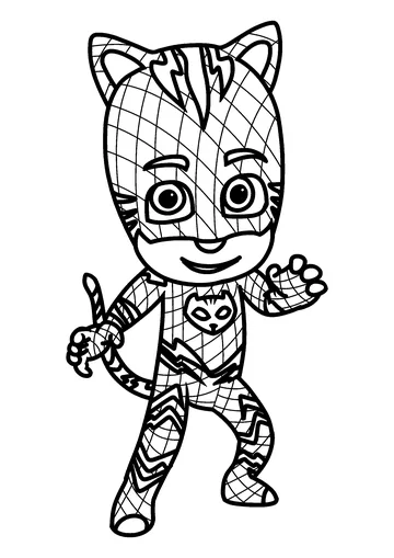 Catboy and his cat costume coloring page