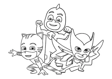 Catboy, Owlette and Gekko coloring page
