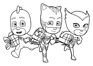 Catboy, Owlette and Gekko coloring page