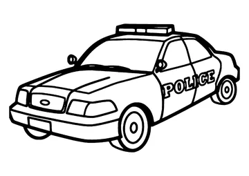 Police car with thick lines coloring page
