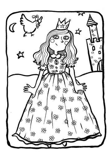 Simple princess coloring page