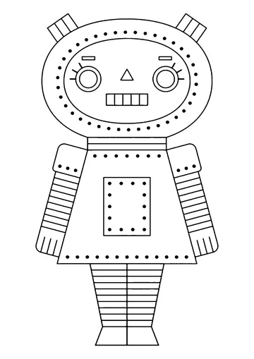 Robot girl coloring page