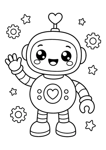 Little robot with a big smile coloring page