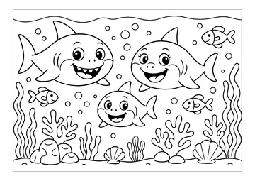The Shark Family coloring page