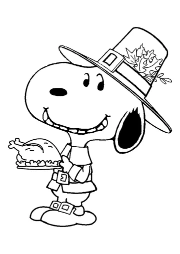 Snoopy ready to celebrate coloring page