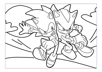 Shadow the hedgehog with Sonic coloring page