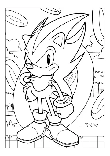 Shadow the hedgehog and a golden ring coloring page