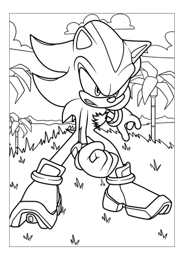 Shadow the hedgehog in a rainforest coloring page